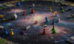 board game pieces on a star map horizontal format