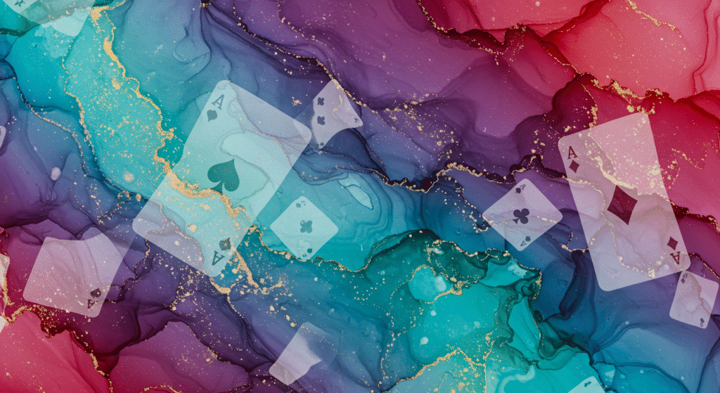 abstract background of magical ink wash patterns with card elements horizontal format