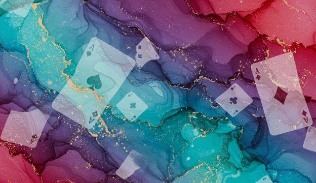 abstract background of magical ink wash patterns with card elements horizontal format